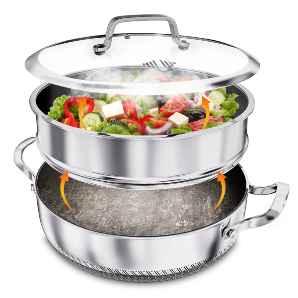 Stainless Steel Casserole with Steamer 30cm
