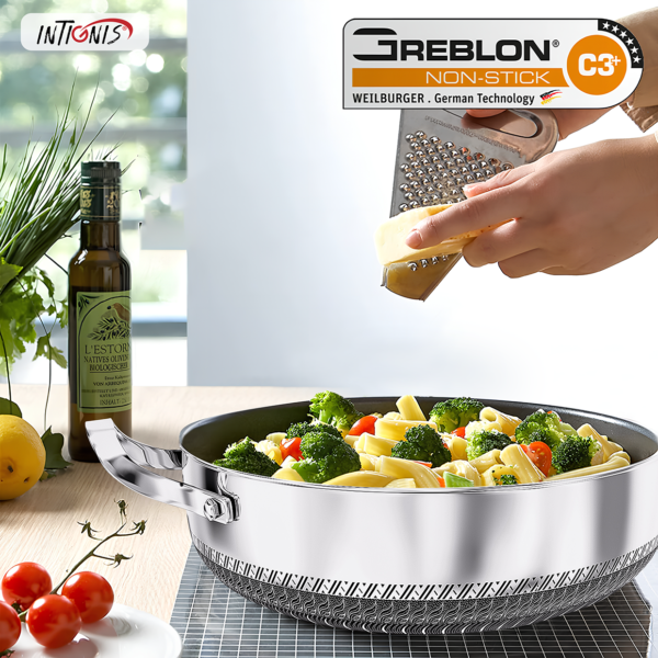 Stainless Steel Casserole with Steamer 30cm - Image 2