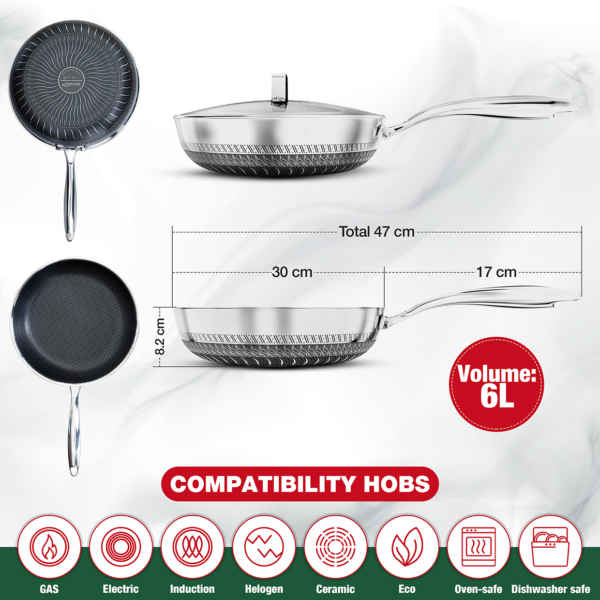 Stainless Steel Frying Pan 30cm – Anti Scratch - Image 8