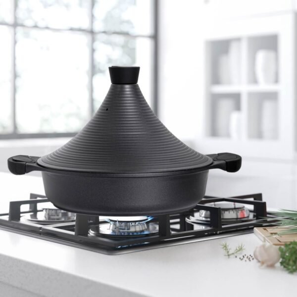 Moroccan Traditional Tagine Cast Aluminium 28cm BLACK - Image 2