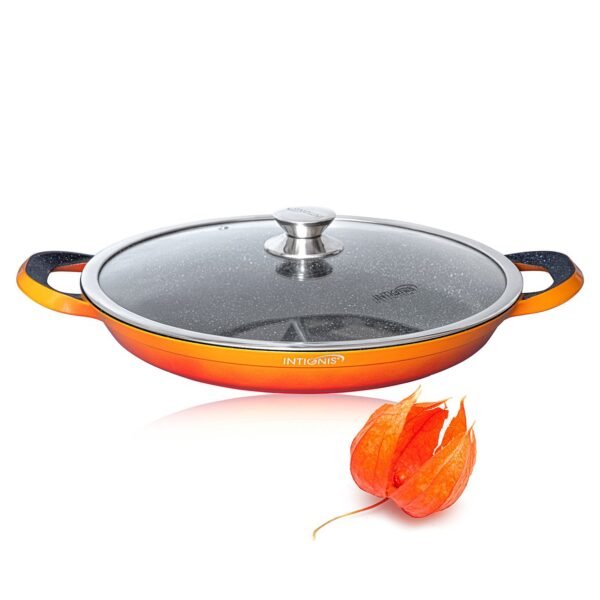 Professional Paella Pan with lid 36cm – Orange