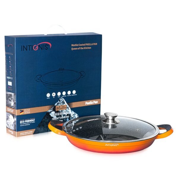 Professional Paella Pan with lid 36cm – Orange - Image 7