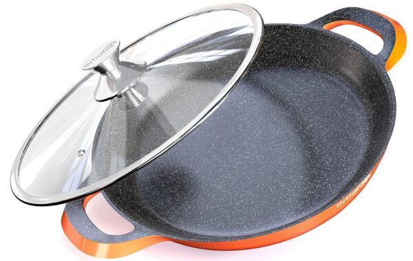 Professional Paella Pan with lid 36cm – Orange - Image 3