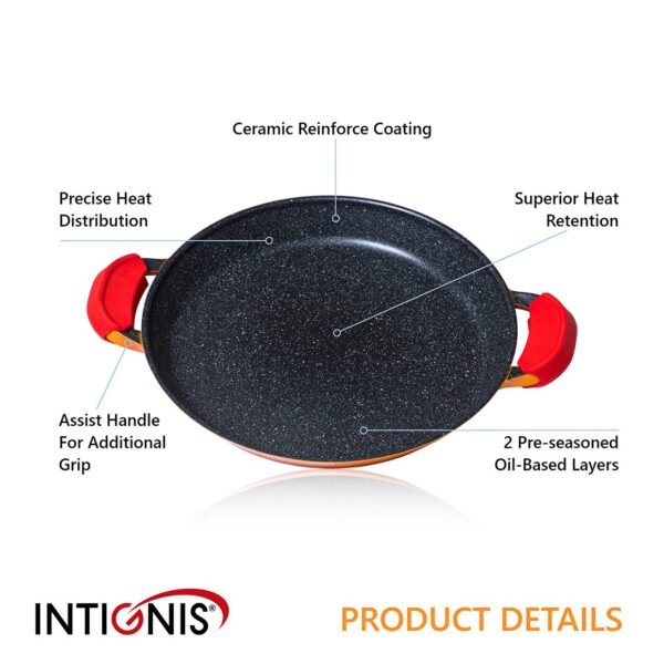 Professional Paella Pan with lid 36cm – Orange - Image 4