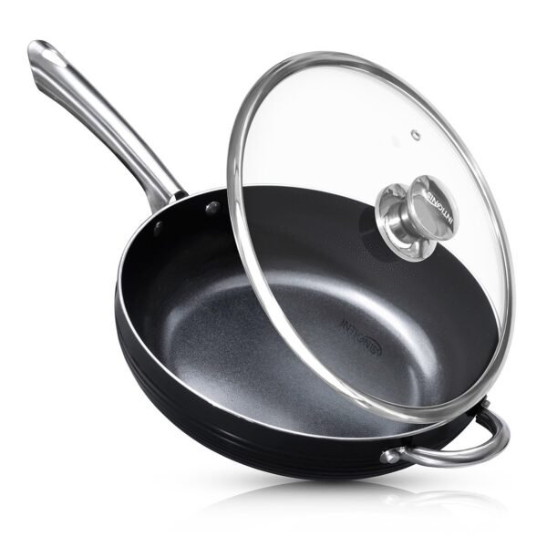 Frying Pan with lid Set Deep – 28 & 24 cm – Ceramic Non Stick Chemical Free Coating - Image 6