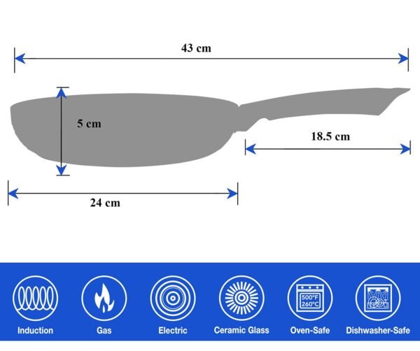 Linear Ceramic Frying Pan 24cm - Image 2
